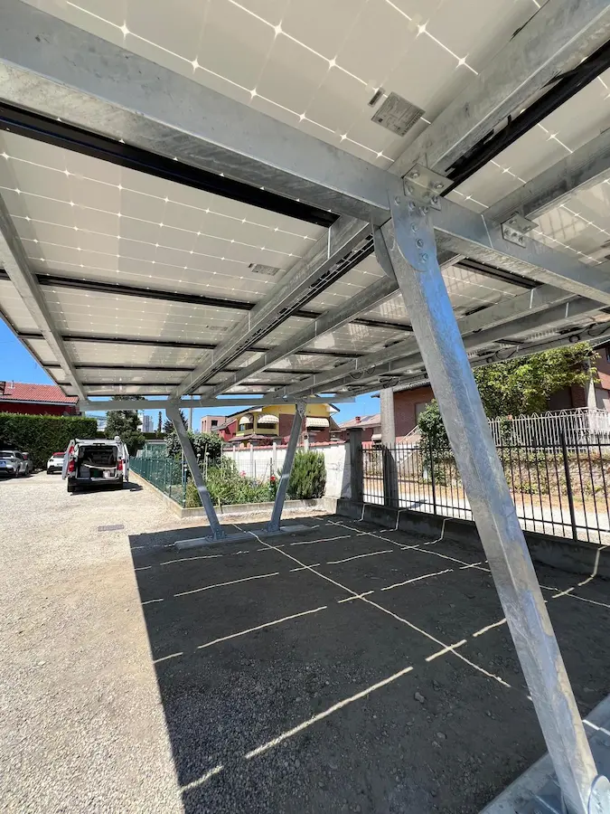 pensilina auto fotovoltaica installazione CARPORT A CURA DI IM-EL OSASIO
